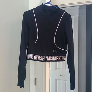 Black Gymshark cropped track top